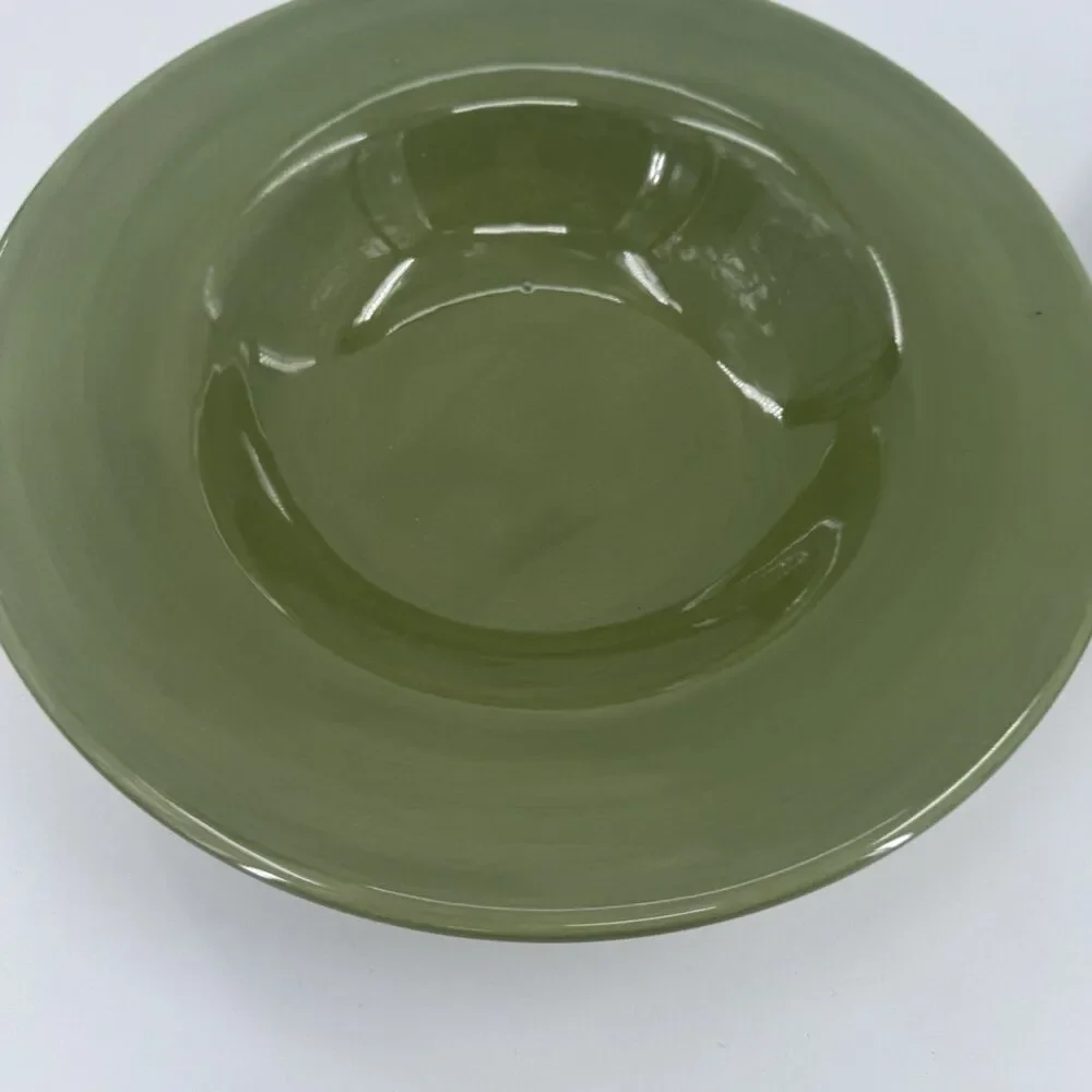 2 Pottery Barn SAUSALITO Green Wide Rimmed Bowl 10 Inch Soup Pasta Fast Shipping